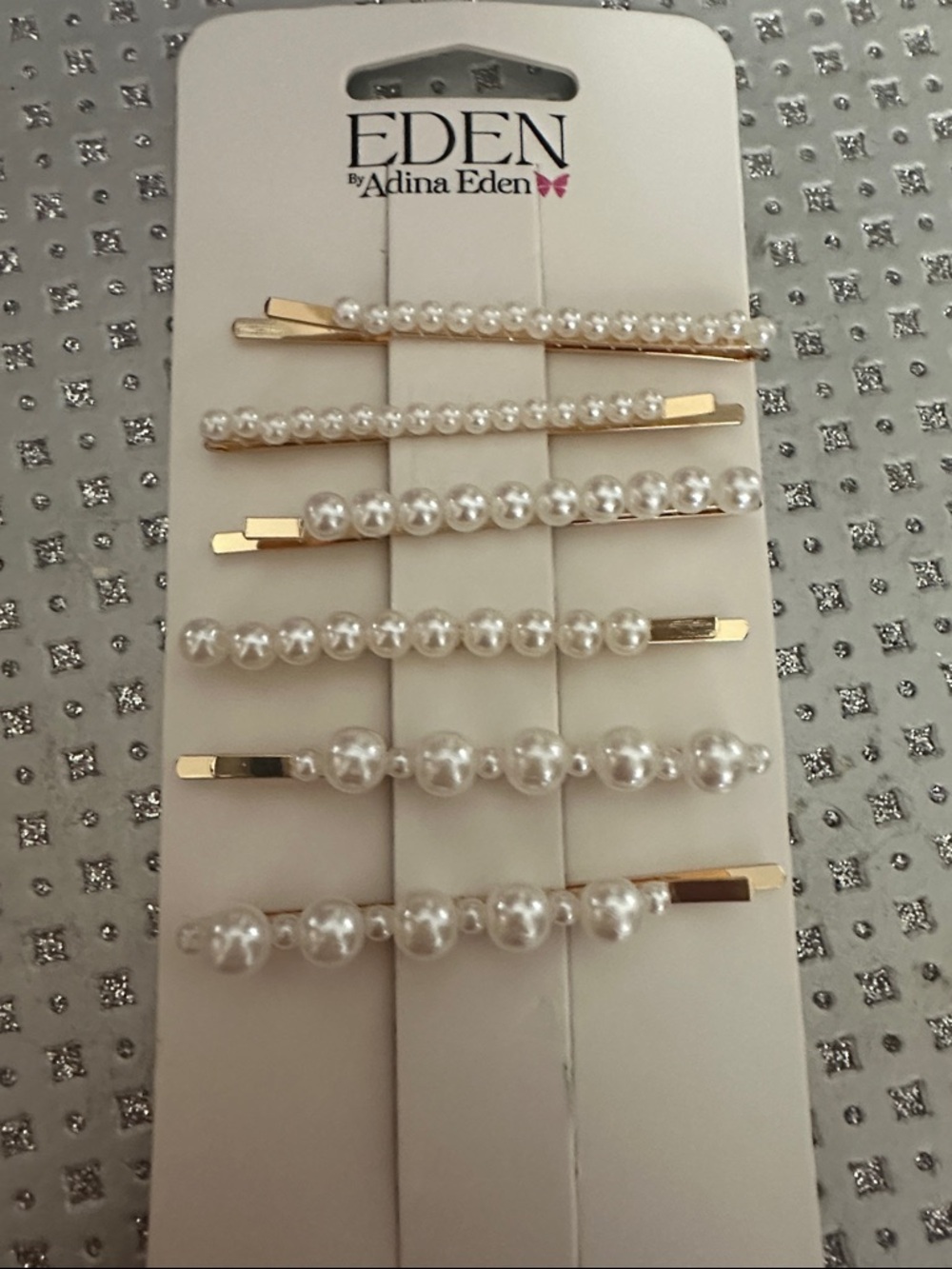 Eden Faux Pearl Accent Hair Pin Set - Gold & White